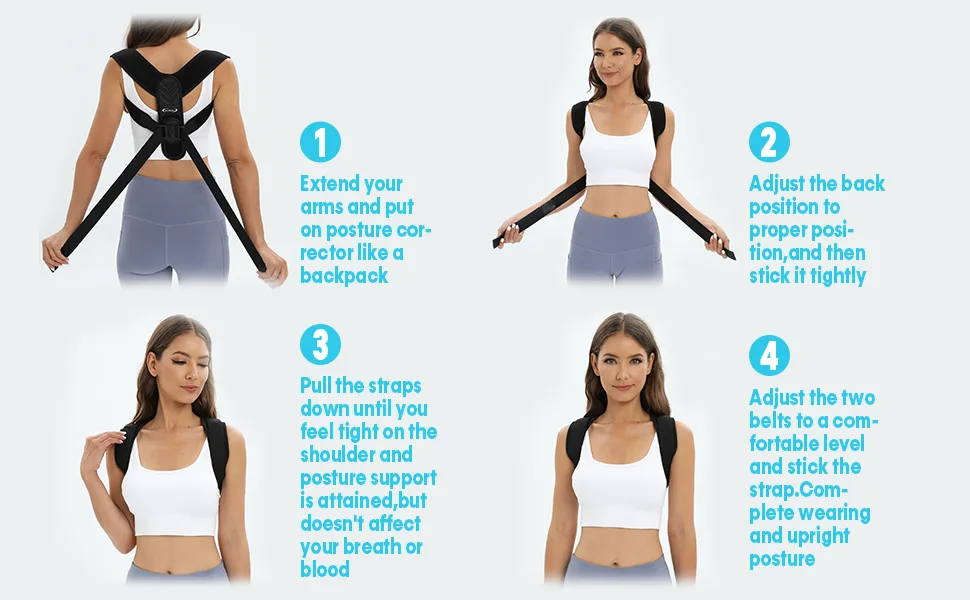 Posture Corrector for Women and Men   Back Brace Adjustable Upper Posture Support  Shoulder Posture Brace  Back Support Comfortable Back Straightener Support for Clavicle Support and Providing Pain Relief from Neck Back ... - New Back Brace-4
