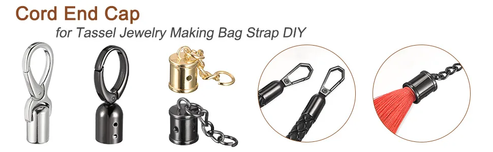 uxcell Cord End Cap  4Pcs 0.55/14mm End Cap Barrel Beads Terminators Cord Finding for Tassel Jewelry Making Bag Strap DIY  Gold Tone - product information 2