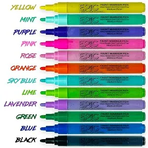 Epic Easter Paint Markers - Permanent Opaque Acrylic Paint - Non Toxic - Water Based - Medium Tip - 12 Springtime Colors - Pastel - Easter Egg Paint - 12 colors
