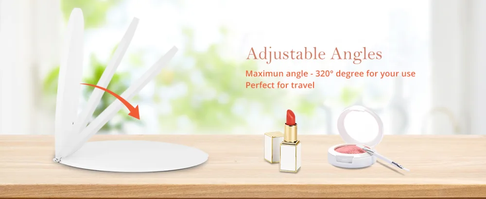 Fabuday Rechargeable Travel Makeup Mirror with Lights - Lighted Make Up Foldable Mirror with 3 Color Lighting  Ultra Thin Light Up Cosmetic Mirror with Bag  Touch Screen Adjustable Brightness LEDs - TRAVEL MIRROR