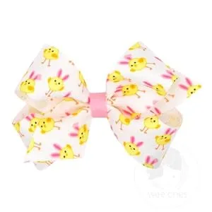 Wee Ones Girls' Easter print Grosgrain Bow on a WeeStay No-Slip Hair Clip  Bunny  Medium - Easter 2023