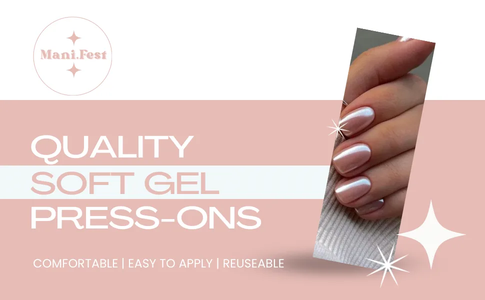 4th Command- Glazed Donut Nails Chrome Hailey Bieber Trend Handmade Press On Nails Almond Shape | 30-piece nail kit 30 Piece Nail Kit - mani 4