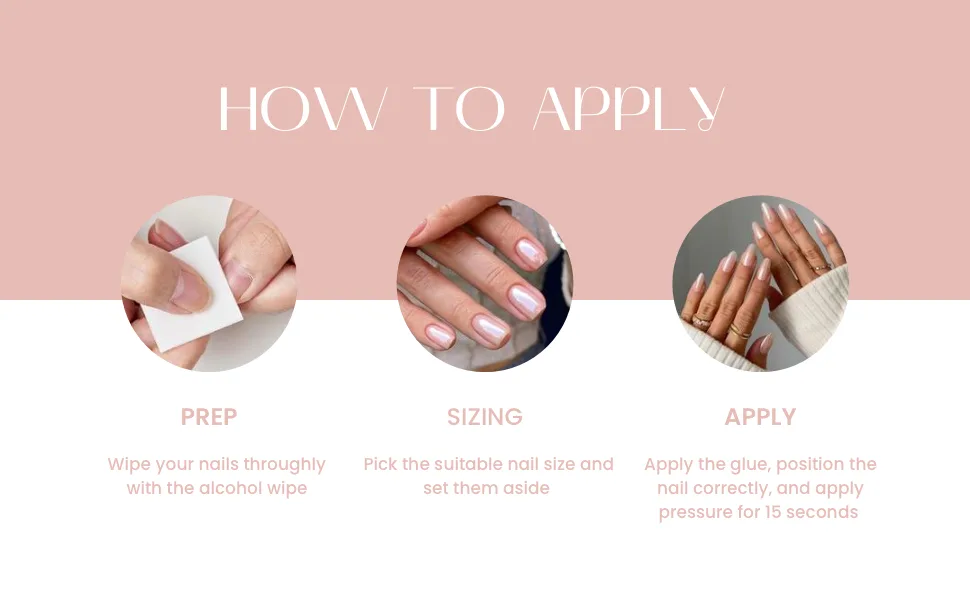 4th Command- Glazed Donut Nails Chrome Hailey Bieber Trend Handmade Press On Nails Almond Shape | 30-piece nail kit 30 Piece Nail Kit - mani image 2