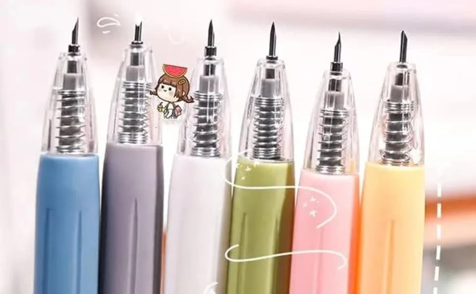 Cartoon Pattern Student Utility Knife Pen  Craft Cutting Tool Paper Pen Cutter Knife Creative Retractable  Cutter Knife Creative Retractable Precision Paper Cutting Carving Tools (12PCS) - product information 1