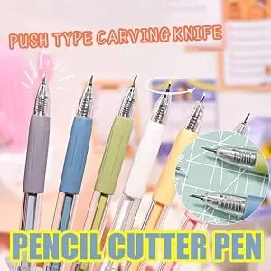 Cartoon Pattern Student Utility Knife Pen  Craft Cutting Tool Paper Pen Cutter Knife Creative Retractable  Cutter Knife Creative Retractable Precision Paper Cutting Carving Tools (12PCS) - product information 2