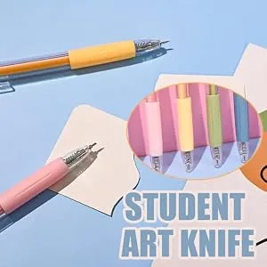 Cartoon Pattern Student Utility Knife Pen  Craft Cutting Tool Paper Pen Cutter Knife Creative Retractable  Cutter Knife Creative Retractable Precision Paper Cutting Carving Tools (12PCS) - product information 6