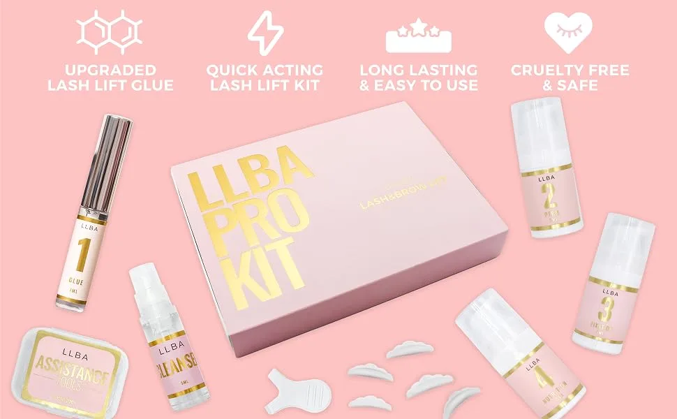 LLBA Lash Lift Kit  Eyelash Perm Kit  Home & Professional Use  Upgraded Incredients  Long-Lasting  Semi-Permanent Curling  Ensuring Hyngen & Easy Cleaning - eyelashes lift