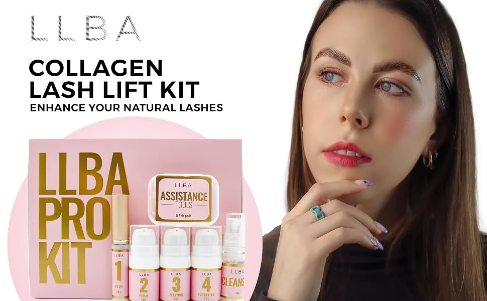 LLBA Lash Lift Kit  Eyelash Perm Kit  Home & Professional Use  Upgraded Incredients  Long-Lasting  Semi-Permanent Curling  Ensuring Hyngen & Easy Cleaning - lash lift