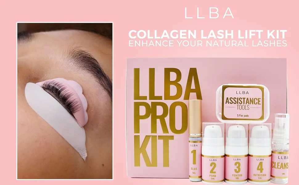 LLBA Lash Lift Kit  Eyelash Perm Kit  Home & Professional Use  Upgraded Incredients  Long-Lasting  Semi-Permanent Curling  Ensuring Hyngen & Easy Cleaning - lash lift