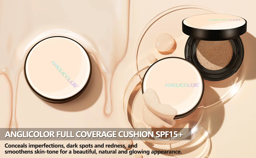 Anglicolor Cushion Foundation Full Coverage Moisturizing Concealer Natural Makeup Long-Lasting Coverage of Blemishes  Makeup Base Primer Matte Finish for Sensitive Skin Types 0.25fl.oz(04 beige) - Cushion Foundation