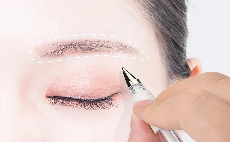 TEONEI Eyebrow microblading Marker Pen Skin Marker Pen Eyebrow Permanent Makeup Position Mapping Mark Tools - Eyebrow microblading Marker Pen