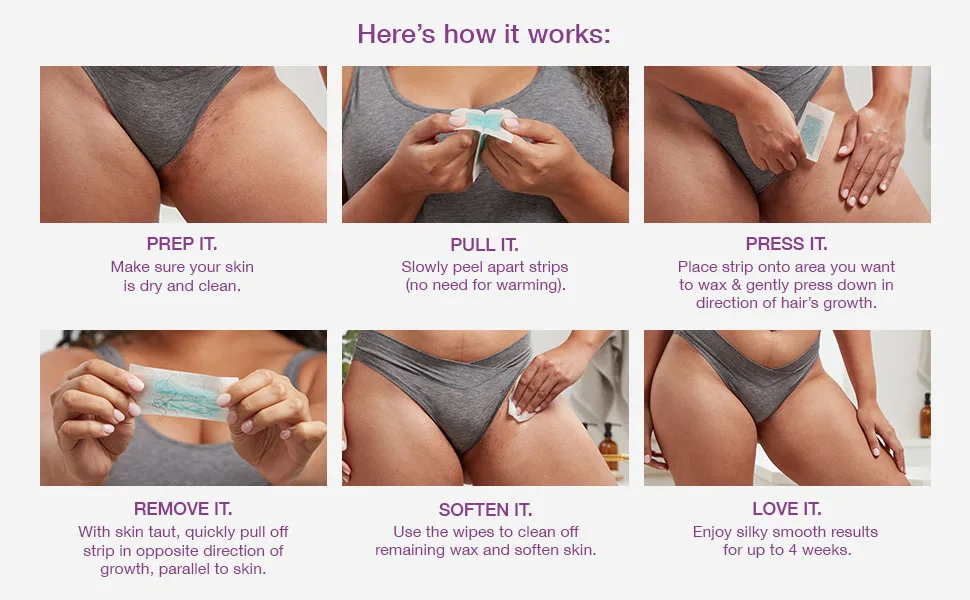 Schick Hydro Silk Waxing Strips for Face  Hair Removal  Eyebrow | Bikini Soft Wax Kit for Women - Hydro Silk targeted wax strips for face brows lips pubic area delicate hair removal