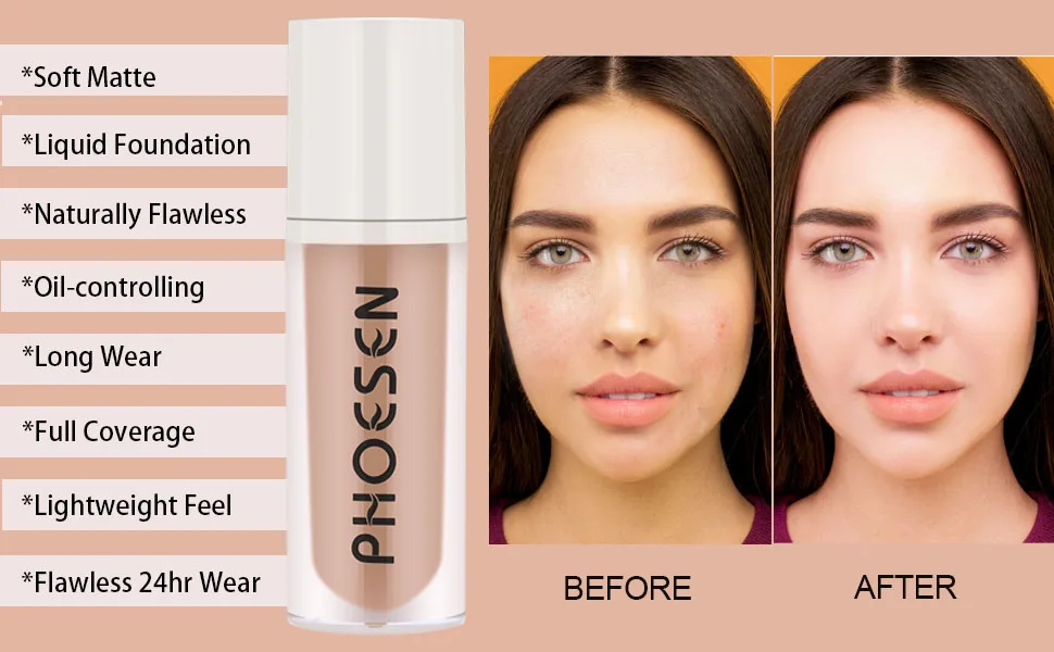 Liquid Foundation  Flawless Soft Matte Liquid Foundation 24HR Oil Control  Concealer Foundation Makeup  Medium to Full Coverage with Matte Finish  1.35 Oz 16 - EFFECTS