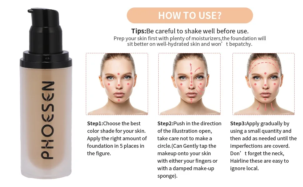 Liquid Foundation  Flawless Soft Matte Liquid Foundation 24HR Oil Control  Concealer Foundation Makeup  Medium to Full Coverage with Matte Finish  1.35 Oz 16 - HOW TO USE?