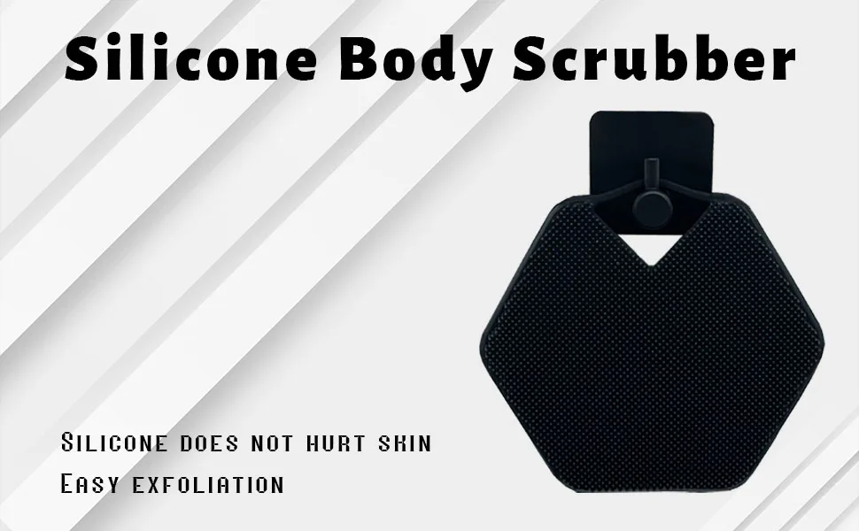 Silicone Body Scrubber with Storage Hook  Handheld Body Brush  Gentle Exfoliation and Deep Cleaning  Soft Touch Shower  Shower & Bathroom Accessory  Removable & Reusable (Black) - product information 1