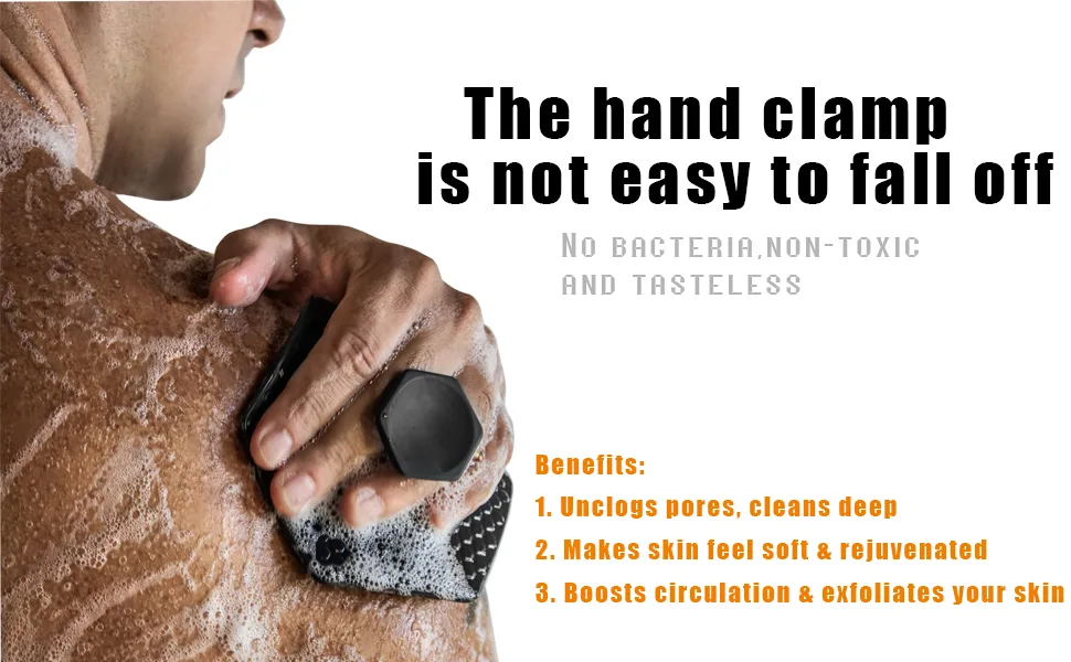 Silicone Body Scrubber with Storage Hook  Handheld Body Brush  Gentle Exfoliation and Deep Cleaning  Soft Touch Shower  Shower & Bathroom Accessory  Removable & Reusable (Black) - product information 4