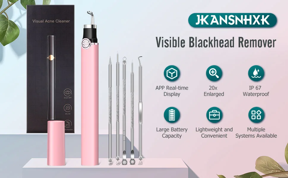 Blackhead Remover Tools with Camera  Visible Blackhead Remover  Pimple Popper Comedone Whitehead Extractor Kit  20X Magnification Visible Pore Cleaner Compatible with iPhone  iPad & Android - visible blackhead remover