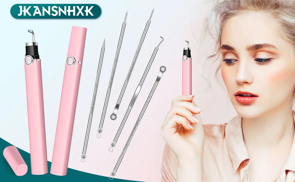 Blackhead Remover Tools with Camera  Visible Blackhead Remover  Pimple Popper Comedone Whitehead Extractor Kit  20X Magnification Visible Pore Cleaner Compatible with iPhone  iPad & Android - whitehead remover