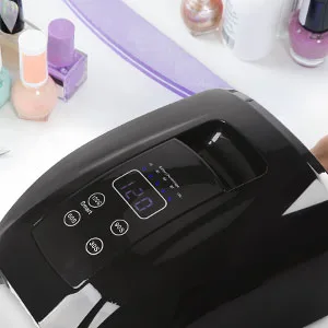 90W Professional Wireless Cordless Rechargeable UV LED Nail Lamp Nail Lamp Gel Nail Curing Dryer Light for Nails with 45 Beads 4 Timer Setting LCD Display Nail Polish Machine (Black) - 4 Timer Setting