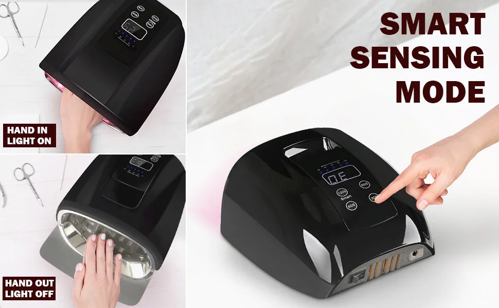 90W Professional Wireless Cordless Rechargeable UV LED Nail Lamp Nail Lamp Gel Nail Curing Dryer Light for Nails with 45 Beads 4 Timer Setting LCD Display Nail Polish Machine (Black) - UV LED Nail Lamp