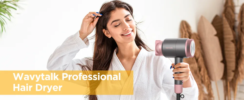 Wavytalk Hair Dryer with Diffuser  Ceramic Ionic Blow Dryer for Fast Drying and Damage Free Hair  Lightweight and Compact Hair Dryer Rose. Pink - hair dryer