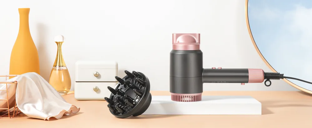 Wavytalk Hair Dryer with Diffuser  Ceramic Ionic Blow Dryer for Fast Drying and Damage Free Hair  Lightweight and Compact Hair Dryer Rose. Pink - hair dryer