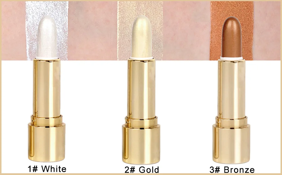 Contour Highlighter Stick Bronzer Shimmer Stick Long-lasting Waterproof Face Glitter Highlighter Makeup Stick (1 White) - product information 1