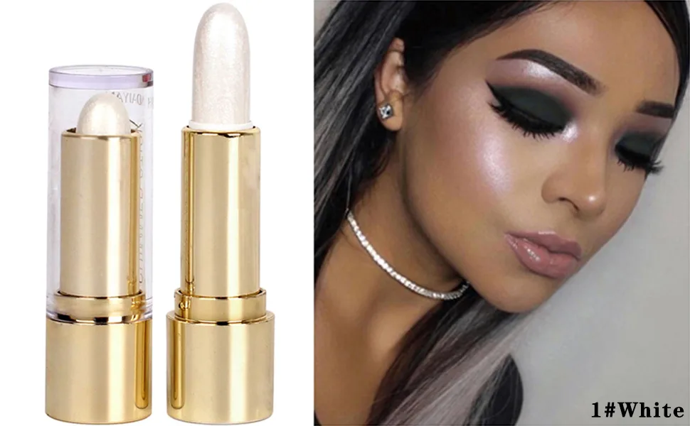 Contour Highlighter Stick Bronzer Shimmer Stick Long-lasting Waterproof Face Glitter Highlighter Makeup Stick (1 White) - product information 2