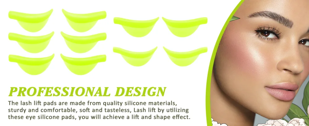 Libeauty Eyelash Lift Shield Lash Perm Pads 10 Pcs Reusable Eyelash Perming Curler Lower Eyelash Pads Lifting Rods Green Lash Lift Rods - lash perm Shield