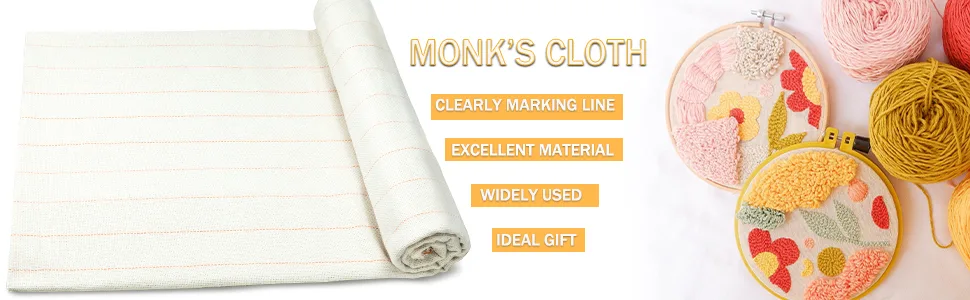 Monks Cloth Primary Tufting Cloth 39x59 Rug Fabric with Marked Lines Cotton Monk Cloth for Punch Needle Tufting Gun - product information 1