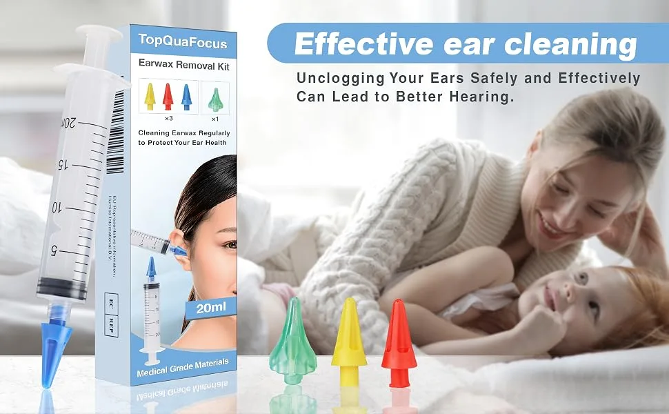 TopQuaFocus Ear Wax Removal Ear Cleaning Kit Cleaner Irrigation Flusher Tool Good Silicone Nozzle Reusable Household Universal Cleaning Kit - product information 1