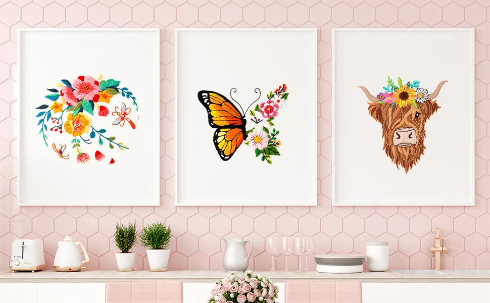 Louise Maelys Animal Embroidery Kits for Beginners with Highland Cow Pattern Adults Starter Cross Stitch Kit DIY Needlepoint Kits kit-11 - embroidery kits