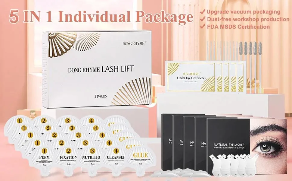 2 in 1 Brow Lamination Lash Lift Kit | Instant Fuller Eyebrows | Professional Eyelash Perm Kit with Silicone Shields | Semi-Permanent Lifting Curling Perming | Salon Result lasts 8 weeks - lash lift
