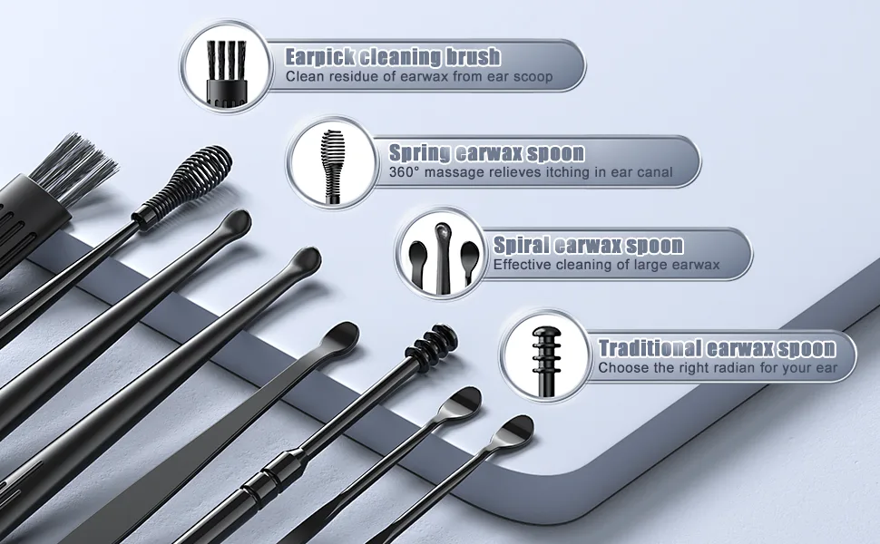 Ear Wax Removal Tool  8 Pcs Ear Pick Ear Wax Removal Kit  Ear Cleansing Tool Set  Earwax Removal with a Cleaning Brush and Storage Box - Ear Wax Removal Tool