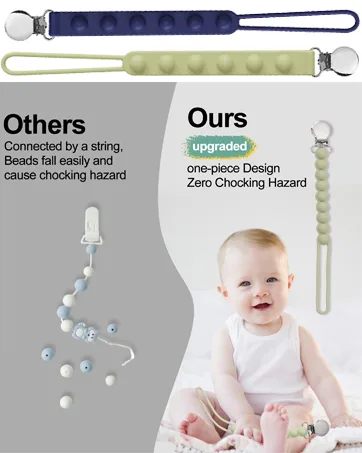 Viyuse Teething Toy Ring  Dinosaur Teether Rings Toys for Infant & Baby Easy to Hold 100% Silicone Teethers Relief Soothe Babies Gums and Pacifier Clip Set for Newborn Blue - one piece pacifier clip