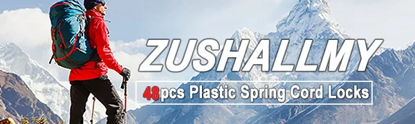 ZUSHALLMY 48pcs Upgraded Plastic Cord Lock  Cord Locks - Draw String Clip with Spring Toggle Stoppers Buttons for Drawstrings  Shoelaces  Paracord - Cord clips
