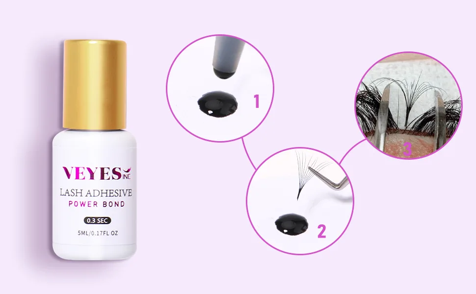 VEYES INC Eyelash Extension Glue 0.3 Sec Drying (0.17fl.oz / 5ml)/Up to 8 Weeks Retention Lash Adhesive for Extension Professional Use Only - lash glue