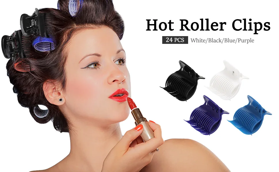 Tbestmax 24 Hot Roller Clips for Hair Curler Claw Clip Replacement Hair Section Styling for Women Girls Blue - product information 2