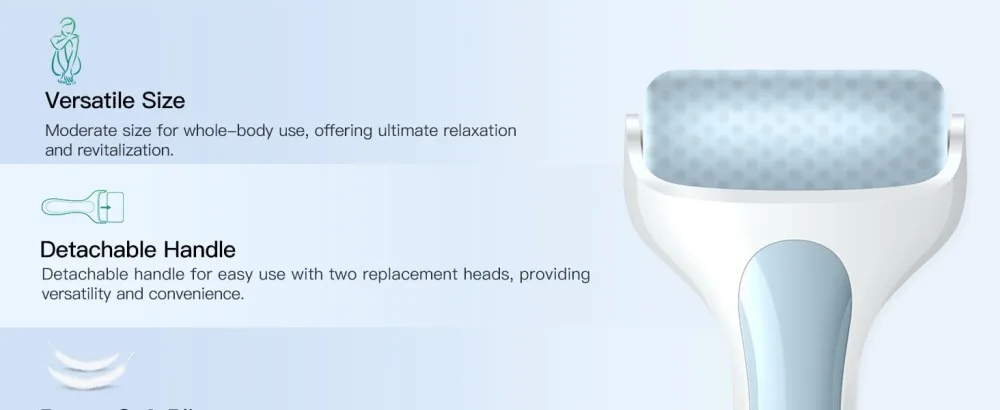 IBORRIA Ice Roller for face  Ice Face Roller with 2X Roller Heads for Long Lasting Cold  Ice Roller for Face & Eye Puffiness Relief  Face Massager Roller for Migraines (Blue) - ice roller