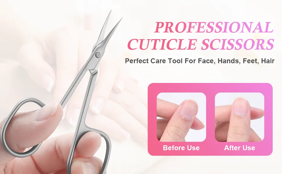 AOMIG Cuticle Nail Scissors  2PCS Sharp Curved Scissors  Multi-Purpose Stainless Steel Beauty Scissors Manicure Cutter for Nail  Toenail  Eyebrow  Eyelash 2 Pcs - product information 2