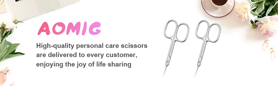 AOMIG Cuticle Nail Scissors  2PCS Sharp Curved Scissors  Multi-Purpose Stainless Steel Beauty Scissors Manicure Cutter for Nail  Toenail  Eyebrow  Eyelash 2 Pcs - product information 6