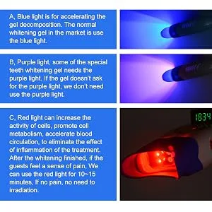Teeth Whitening Light  Teeth LED Whitening Lamp Bleaching with Remote Control Blue/Red/Purple Light 3 Colors (US Warehouse) - Product