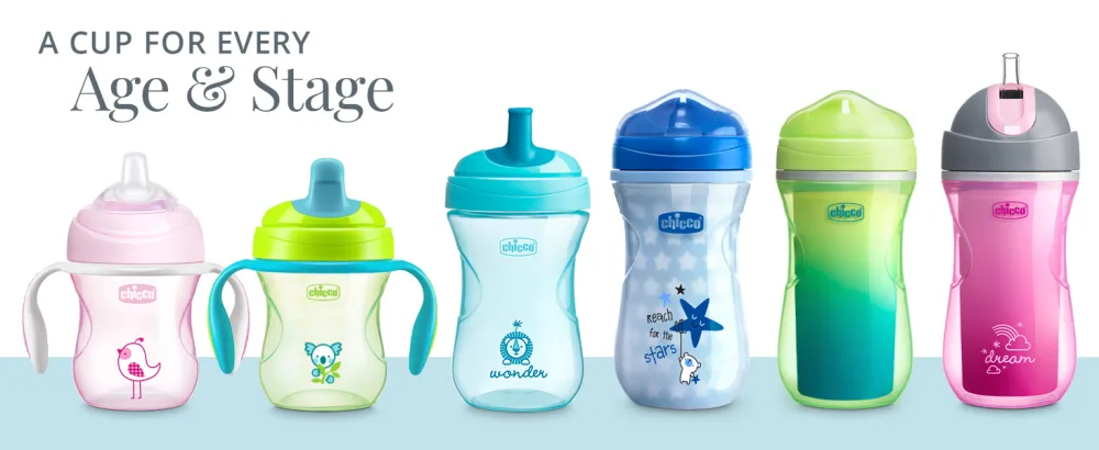 Chicco Semi-soft Spout Trainer Spill-Free Sippy Cup 7oz. Blue 6m+ - Group Shot Desktop