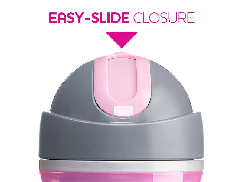 Chicco Insulated Flip-Top Spill-Free Straw Sippy Cup 9oz Dream Pink/Purple 12m+ (2pk) - closure