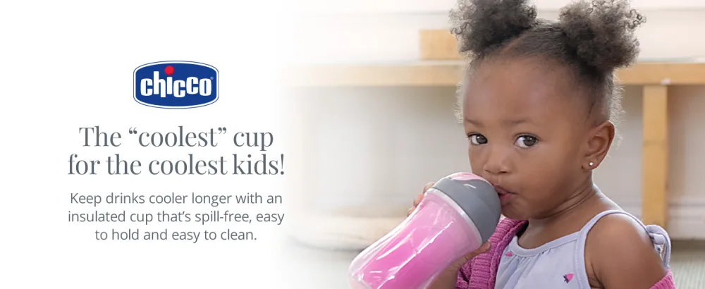 Chicco Insulated Flip-Top Spill-Free Straw Sippy Cup 9oz Dream Pink/Purple 12m+ (2pk) - full pink