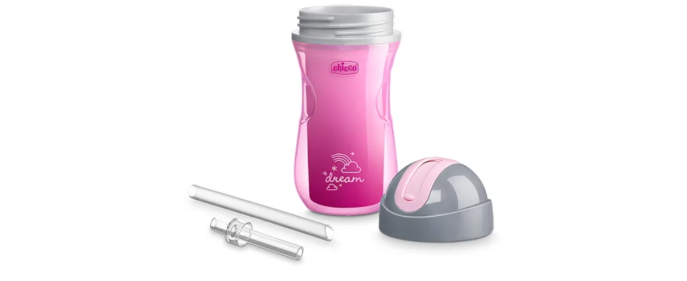 Chicco Insulated Flip-Top Spill-Free Straw Sippy Cup 9oz Dream Pink/Purple 12m+ (2pk) - hotspot