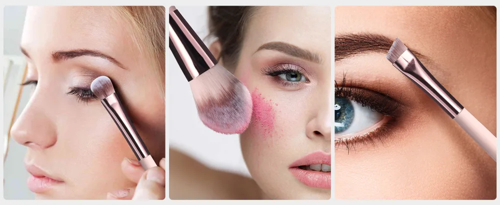 BS-MALL Travel Makeup Brush Set Foundation Powder Concealers Eye Shadows Makeup Set with LED light Mirror 14 Pcs Pink APINK - product information 28