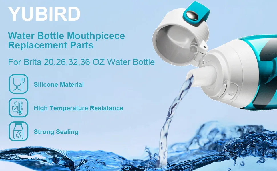 YUBIRD Straw Replacement for Brita Water Bottle - 2 PCS Silicone Mouthpiece Replacement for Brita Water Bottle  Top Replacement Cap for Brita Water Bottle  Bite Valve Replacement Parts for Brita - Bite Valve Replacement