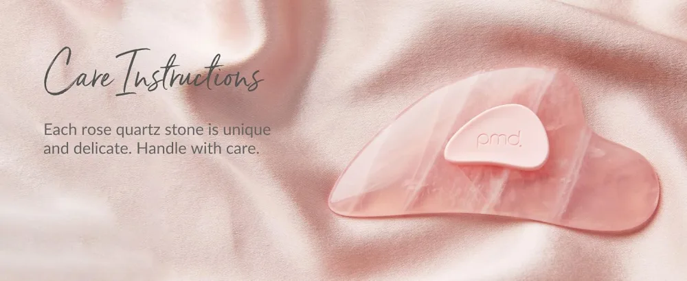 PMD Gua Sha - Massaging  Sculpting  and Depuffing Tool - Custom Design with Genuine Rose Quartz Stone and Silicone Grip - Reduce Tension & Inflammation - 6001-RQ-BTF-Premium-4