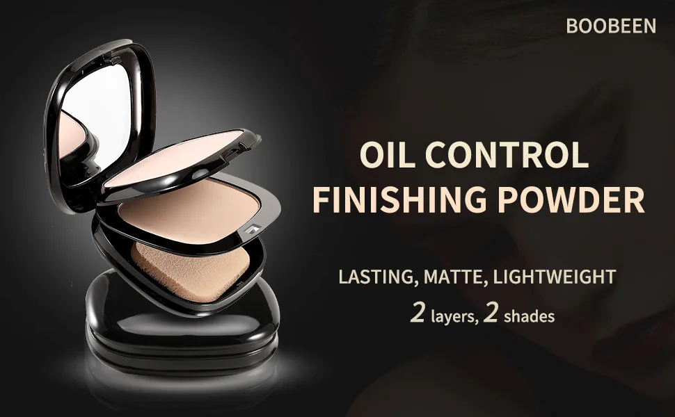 Boobeen 2 Layers Setting Pressed Powder Makeup Oil Control Setting Powder Foundation Pressed Face Powder Compact Long-Lasting Matte Finishing Powder  Light Shade Powder Flawless Lightweight 1 - pressed powder setting powder face powder compact powder makeup